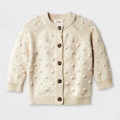 Baby Girls' Bobble Sweater Cardigan - Cat & Jack™ Beige | Target