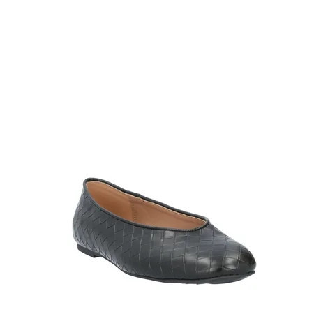 Free Assembly Women's Faux Leather Basketweave Textured Flats, Sizes 6-11 | Walmart (US)