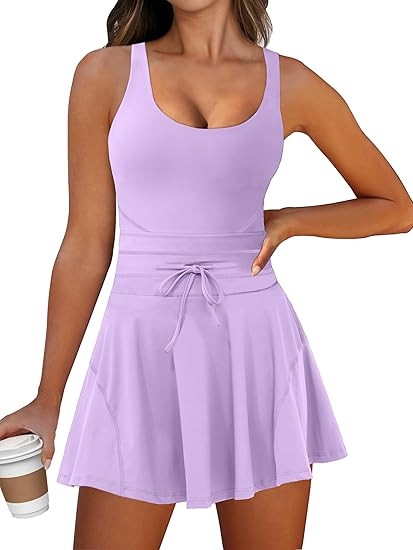 Caracilia Women's Tennis Mini Dresses Workout Built in Shorts Golf Athletic Sleeveless One Piece ... | Amazon (US)