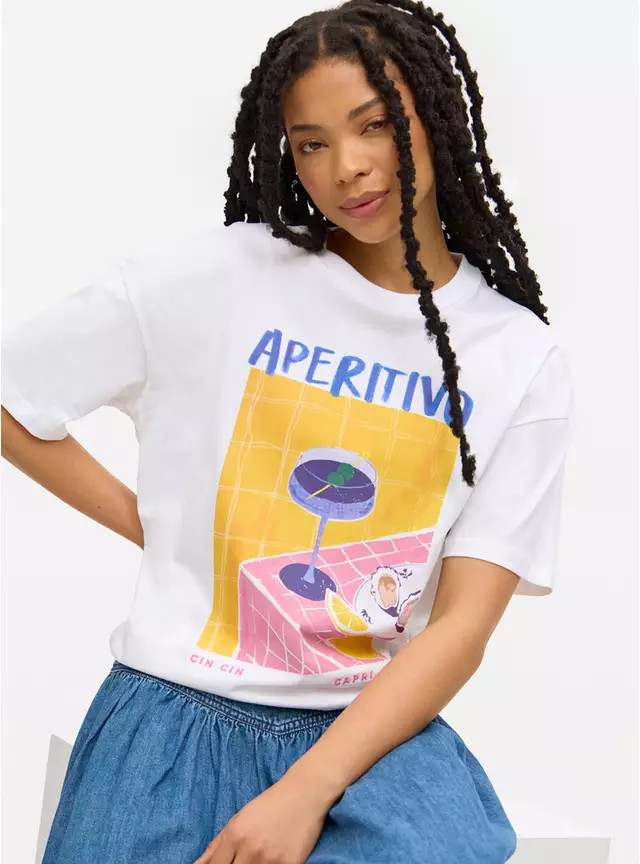 Aperitivo Graphic Oversized T-Shirt XS | Tu Clothing