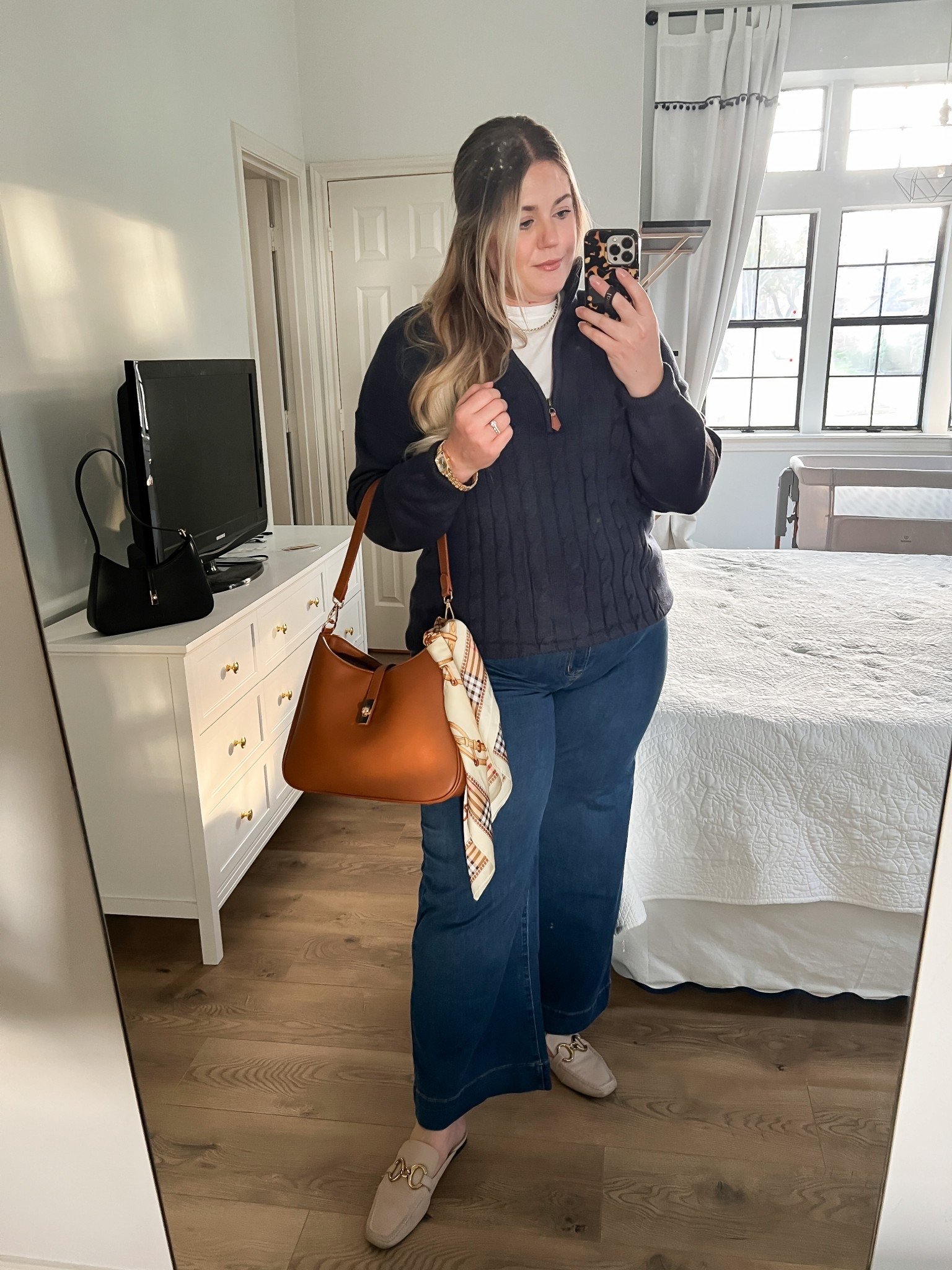 Navy cable-knit quarter zip outfit 🍂✨ This classic Ralph Lauren–inspired pullover is the perfect elevated basic for fall. Styled it with wide-leg jeans, neutral mules, and a designer-inspired shoulder bag for that timeless, polished look. Linking everything on LTK — perfect for casual chic, preppy fall outfits, and everyday mom style.

navy cable knit quarter zip sweater, cable knit pullover outfit, Ralph Lauren inspired style, preppy fall outfit, classic winter outfit ideas, wide leg jeans outfit, midsize outfit inspo, neutral everyday style, elevated casual look, designer inspired purse, polished mom style, timeless wardrobe staples, fall fashion essentials, cozy preppy outfit, chic casual winter look, classic navy sweater outfit

#LTKMidsize #LTKFindsUnder50 #LTKootd