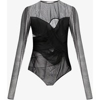 Semi-sheer cut-out stretch-mesh and silk body | Selfridges