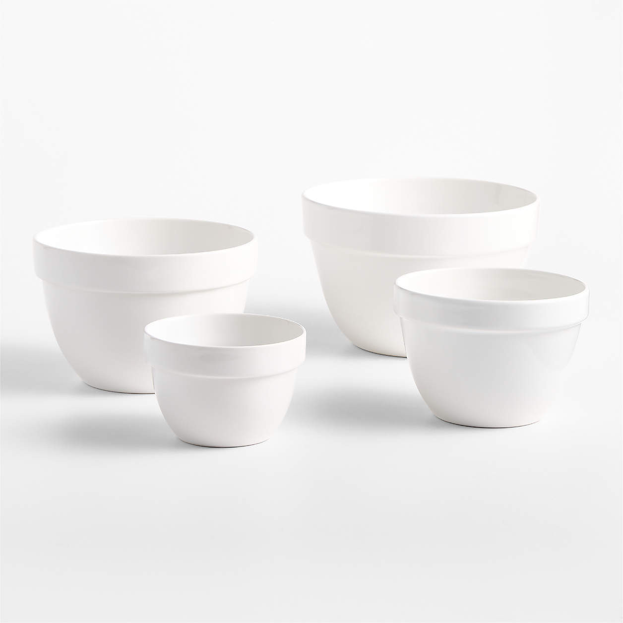 Aspen White Rimmed Ceramic Mixing and Serving Bowls, Set of 4 | Crate & Barrel | Crate & Barrel