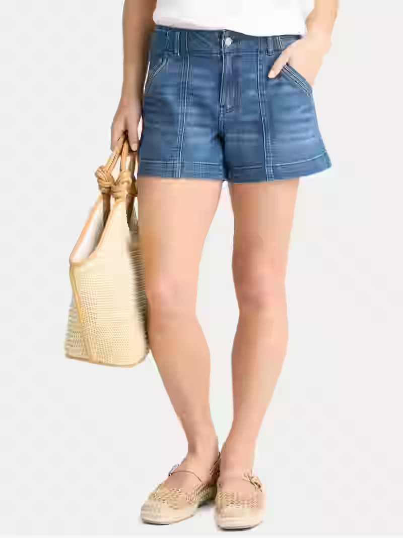 Time and Tru Women's and Women’s Plus High Rise Denim Utility Shorts, Sizes 0-22 | Walmart (US)