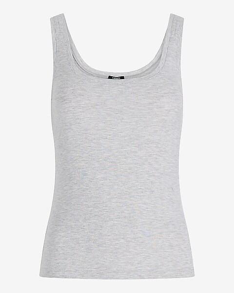 Fitted Ribbed Scoop Neck Tank | Express
