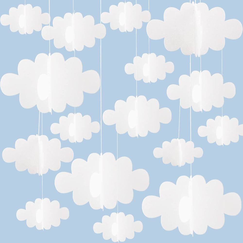 16 Pcs 3D Cloud Decorations Hanging Clouds for Ceiling Artificial Clouds Props Fake Cloud Ornamen... | Amazon (US)