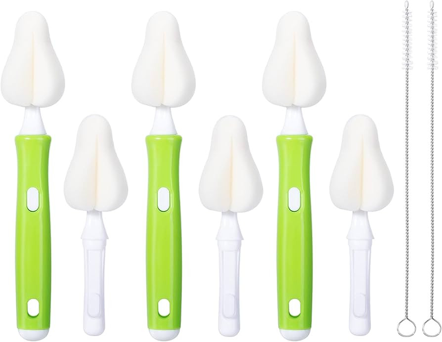 8 Piece Sponge Nipple Bottle Brushes, Baby Bottle Brush with 3 Piece Nipple Cleaner, 3 Piece Repl... | Amazon (US)