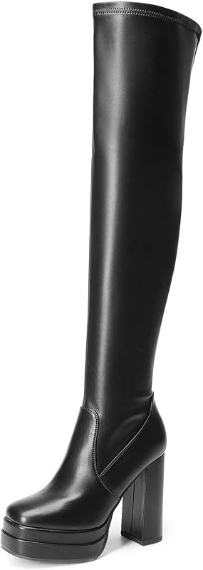 DREAM PAIRS Women's Platform Over The Knee Thigh High Boots Chunky High Heels Square Toe Long Fal... | Amazon (US)