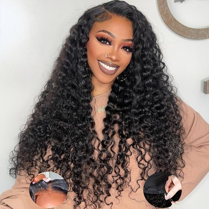 7X5 Deep Wave Wear And Go Glueless Wigs Human Hair Pre Plucked Pre Cut Hd Lace 210 Density Deep W... | Amazon (US)