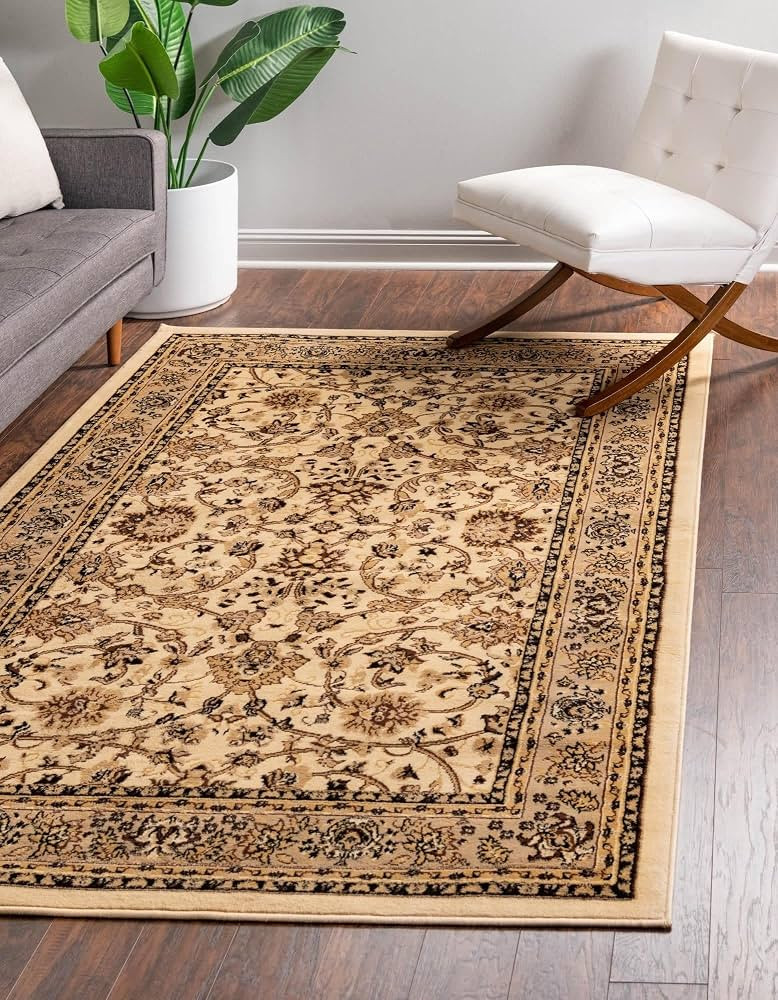 Unique Loom Sialk Hill Collection Area Rug - Washington (7' 1" x 10' Rectangle, Ivory/ Beige) | Amazon (US)