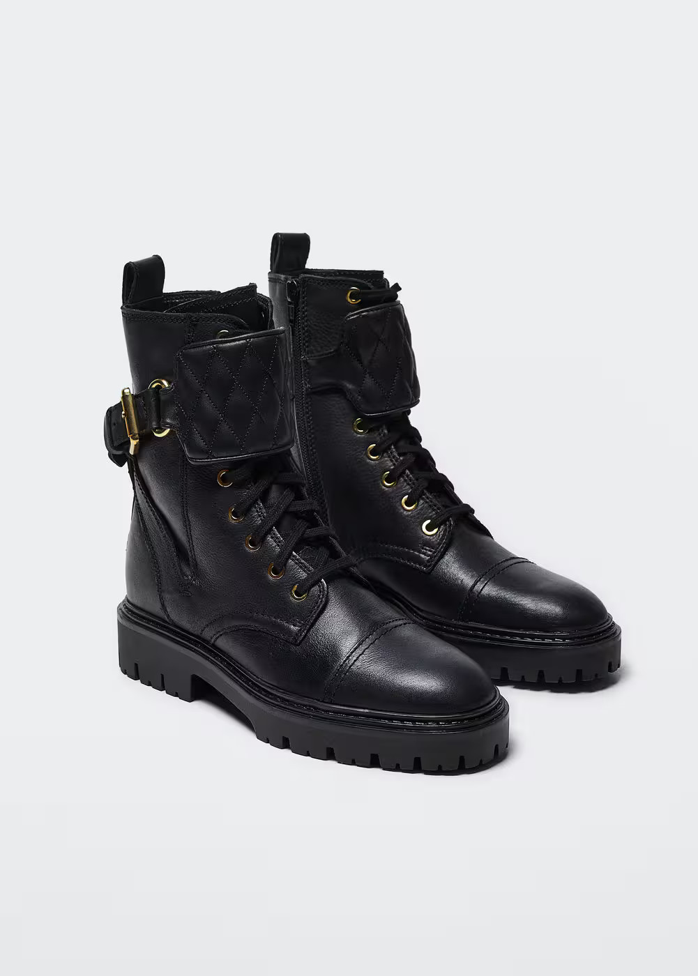Lace-up leather boots -  Women | Mango USA | MANGO (US)