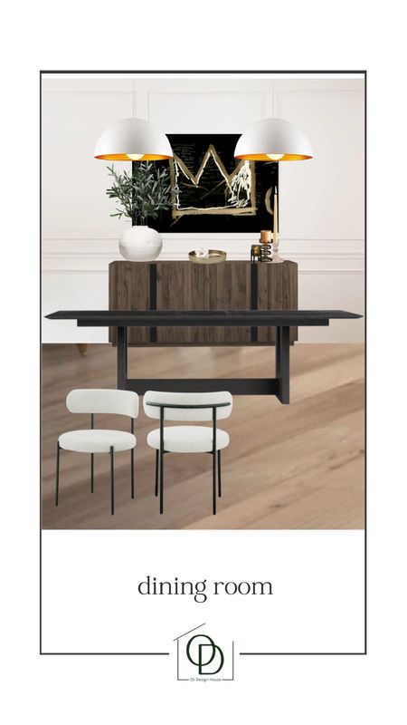 A modern organic dining room design board. 

Shop the links below to get the look and follow for more design board and home decor inspo. 

#diningroomdesign #whitediningchairs #moderngraffitiart #affordableart

#LTKunder100 #LTKhome #LTKsalealert