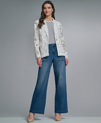 KARL LAGERFELD PARIS Women's Floral Lace Blazer - Macy's | Macy's