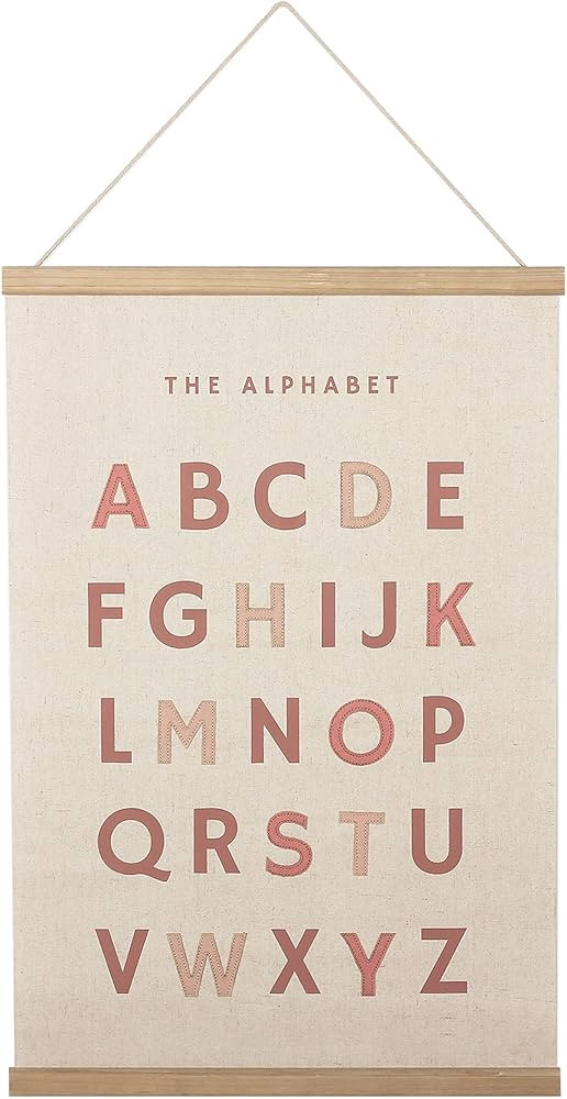 Bon et Beau 16×24 Inch Embroidered Alphabet Poster with Wood Poster Hanger - Dusty Pink Wall Dec... | Amazon (US)