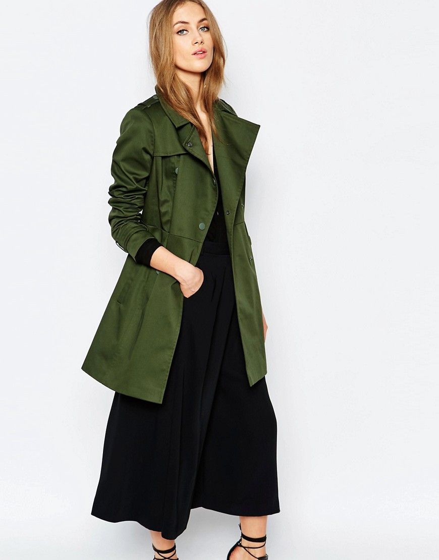 Warehouse Popper Detail Trench - Khaki | ASOS US