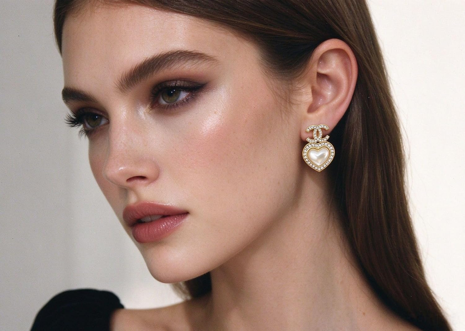 Heart-Shaped Drop Earrings with Pearl & Crystal Accents | Amazon (US)