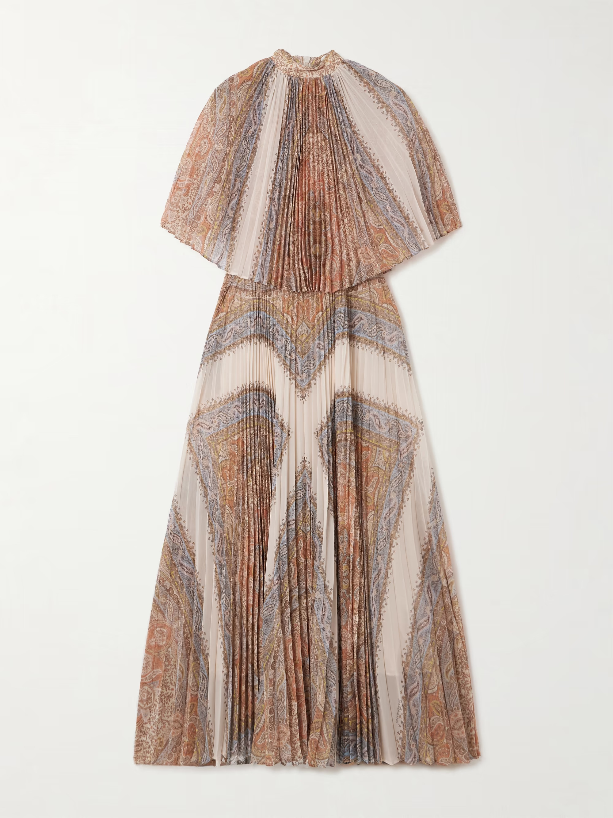 Illustration Sunray cape-effect recycled plissé-chiffon midi dress | NET-A-PORTER (UK & EU)