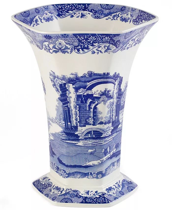 Dinnerware, Blue Italian Hexagonal Vase | Macy's