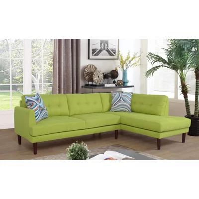 Twickenham 96" Linen Sofa & Chaise Ebern Designs Upholstery: Lime Green, Orientation: Right Hand Fac | Wayfair North America