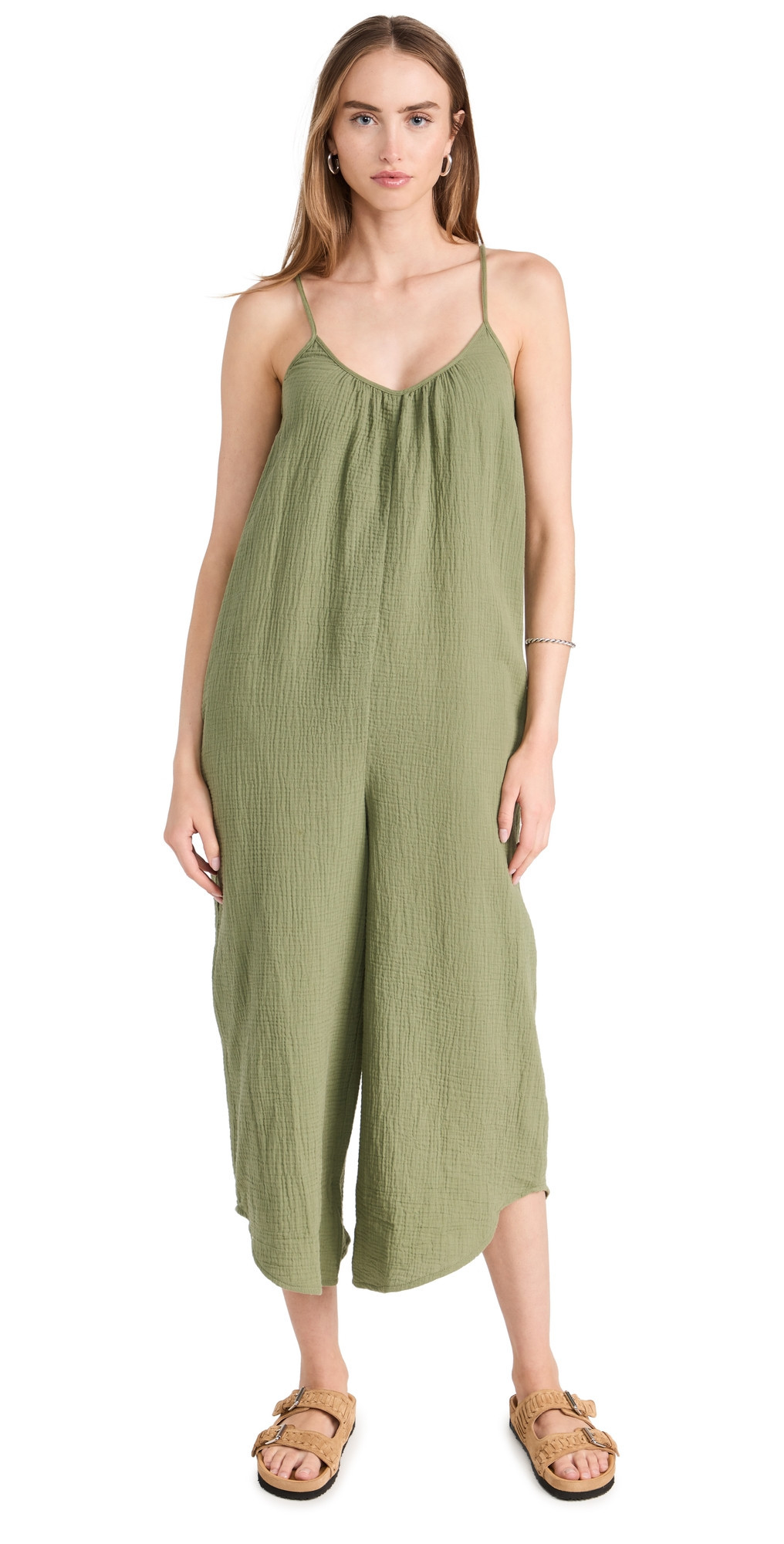 Z Supply Gauze Jumpsuit Olive Branch M | Shopbop