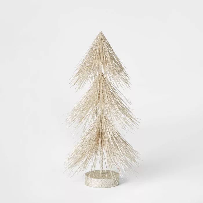 12in Unlit Tinsel Christmas Tree Decorative Figurine Champagne - Wondershop™ | Target