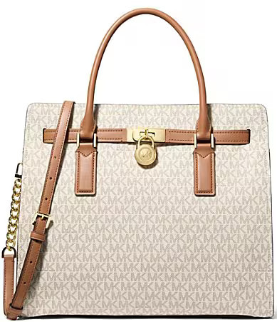 Michael Kors Hamilton Moderne Large Belted Utility Satchel Bag - Vanilla/Acorn | Dillard's