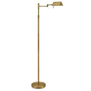Merra 56 in. Brushed Gold Industrial 1-Light 3CCT Dimmable LED Swing Arm Floor Lamp for Living Ro... | The Home Depot