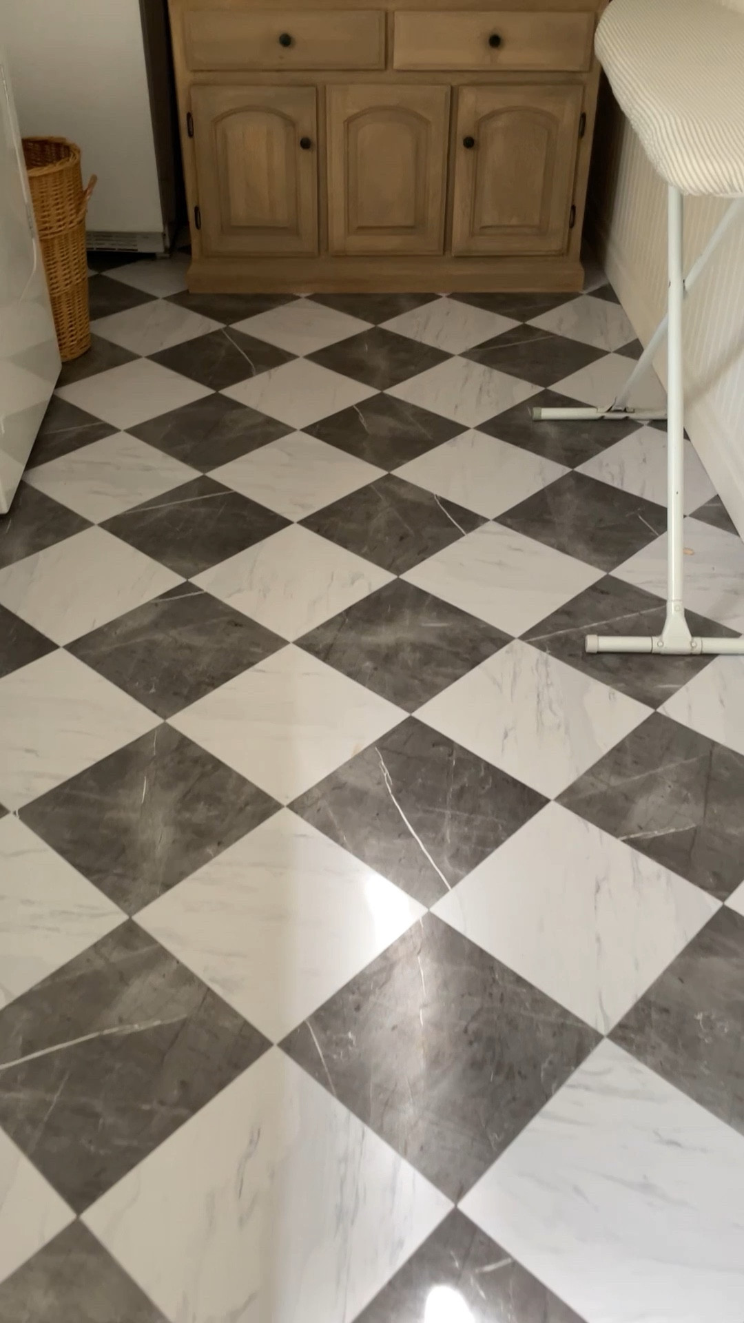 This peel and stick floor has to be one of the best cost-effective floor updates I have ever done. It was so incredibly easy to install and so far has been wearing really well. 
With my laundry room being in the basement and the floor definitely not being even this was by far the best option and I’m so thrilled with it! 