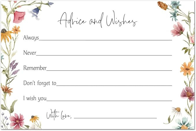 Wildflower Wedding Bridal Advice Cards - 48 Cards | Amazon (US)