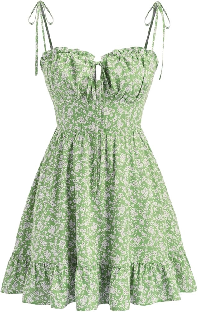 CIDER Womens Summer Dresses Floral Spaghetti Strap Cute Vacation Sundress Dress Boho Casual Outfi... | Amazon (US)