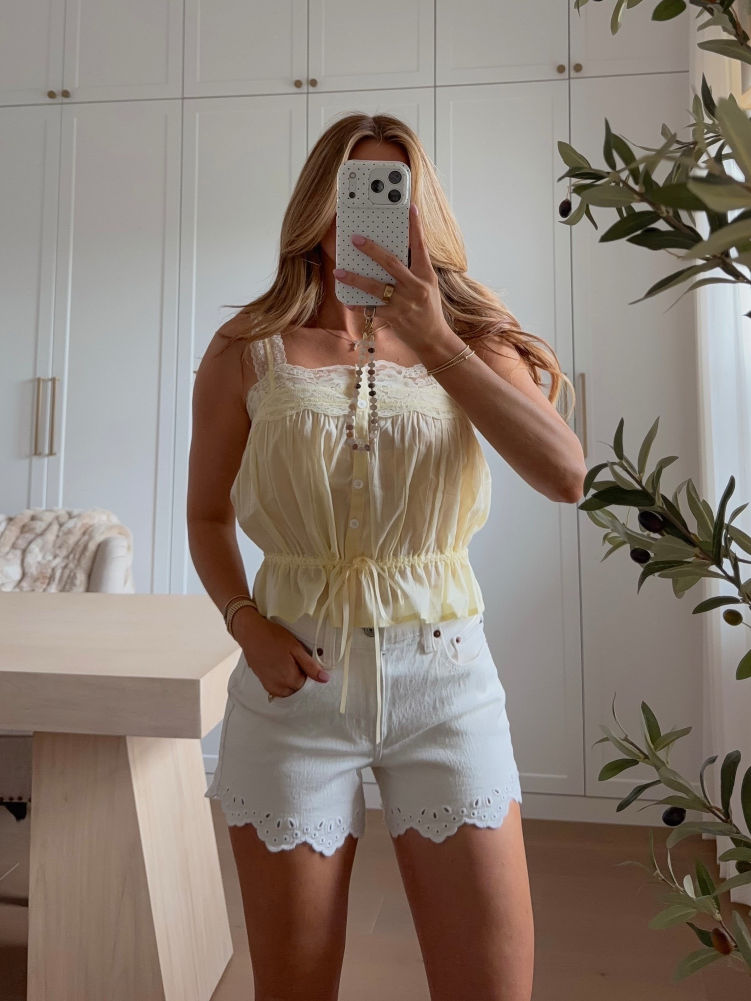  gravitating towards alll the yellow this year ☀️💛 🌻 and these cream denim shorts are a perfect staple that adds a lil something extra! 

#LTKSeasonal #LTKSaleAlert #LTKPetite