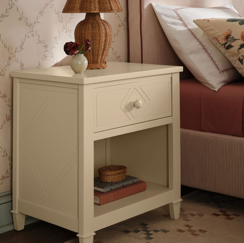 Soleil Buttercream Wood Kids Nightstand with Drawer by Sharland England | Crate & Kids | Crate & Barrel