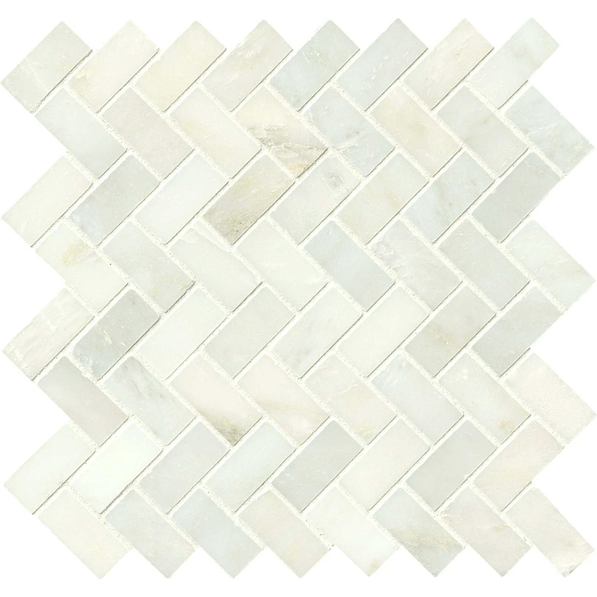 Greecian White Herringbone Pattern 12 in. x 12 in. x 10 mm Polished Marble Mesh-Mounted Mosaic Ti... | Walmart (US)
