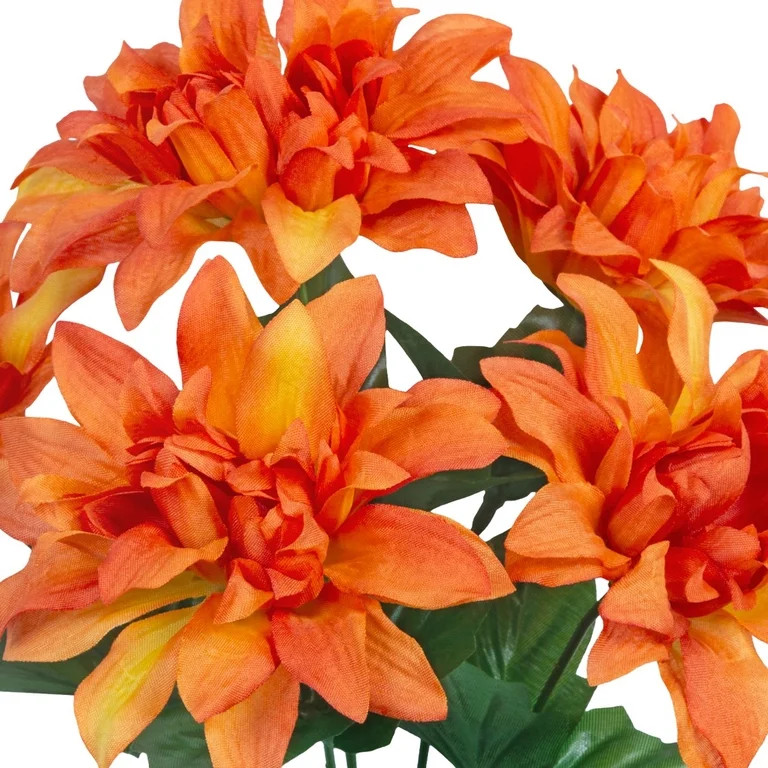 13-inch Artificial Silk Orange Dahlia Flower Pick, 5 flower heads, for Indoor Use, by Mainstays | Walmart (US)