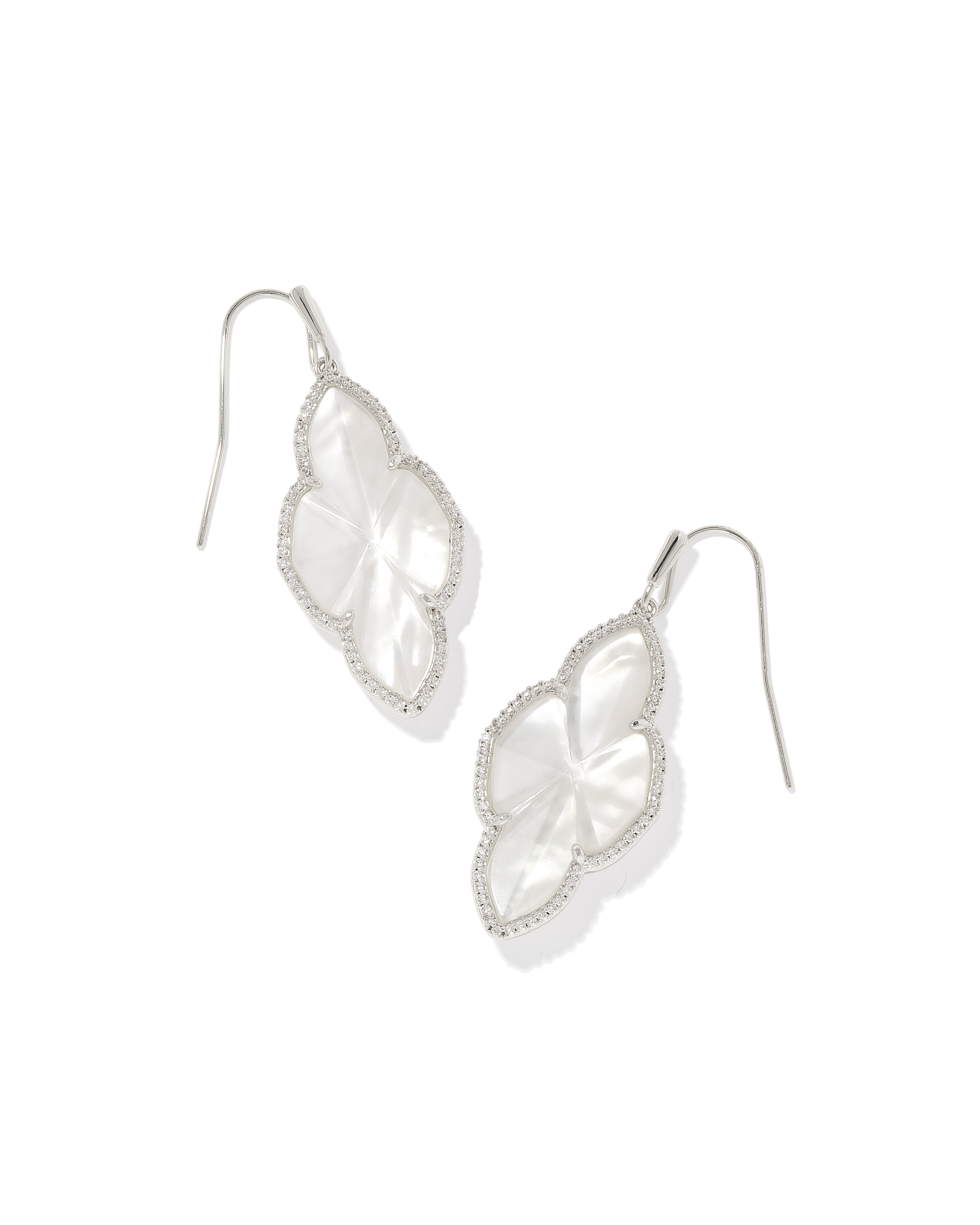 Abbie Silver Pave Frame Drop Earrings in Ivory Mother-of-Pearl | Kendra Scott | Kendra Scott