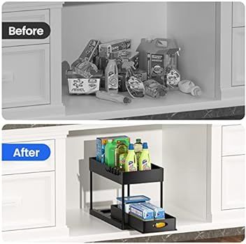 2-Tier Sliding Cabinet Basket Organizer Drawer, Multi-Purpose Under Sink Organizers and Storage f... | Amazon (US)