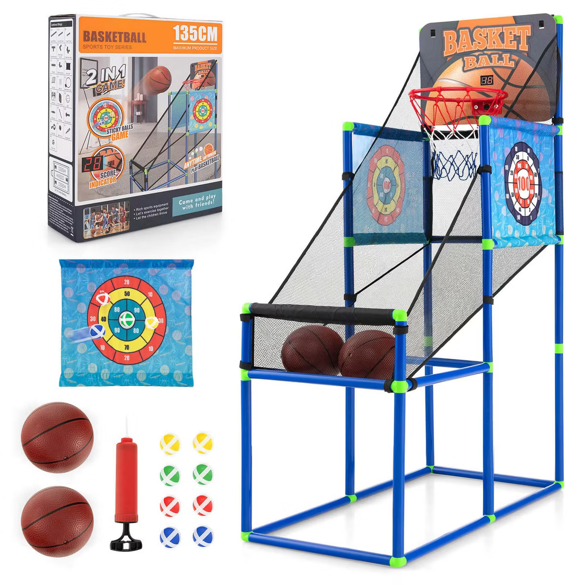 Costway 2-in-1 Kids Basketball Arcade & Sticky Balls Game w/Electronic Scoreboard Sound | Target