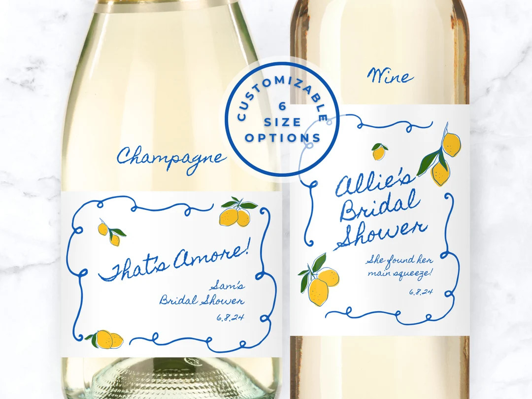Mediterranean Lemon Bridal Shower, Custom Champagne Label, Custom Wine Label, Main Squeeze, Amalf... | Etsy (US)