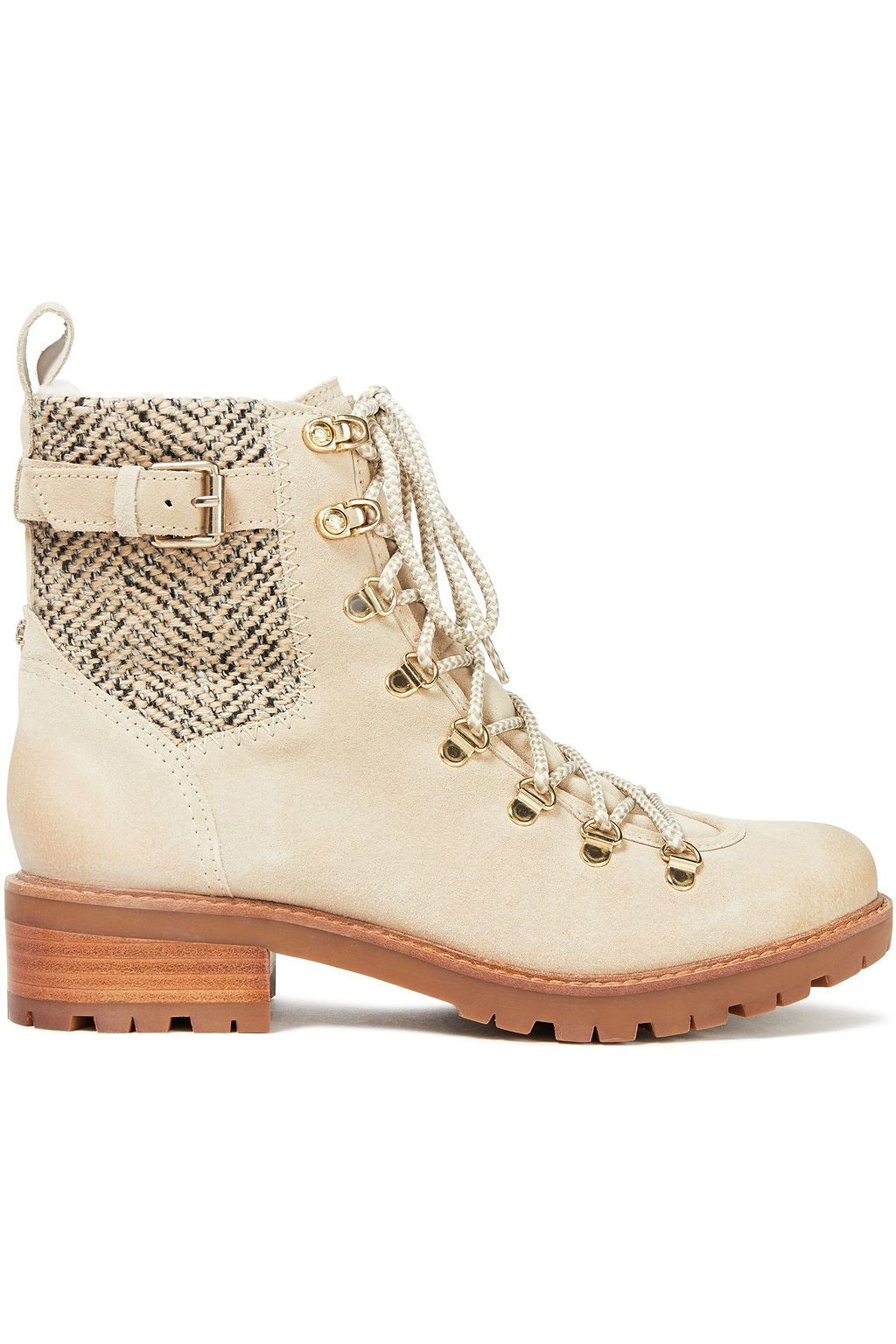 Tenlee herringbone woven and suede combat boots | The Outnet (US and CA)
