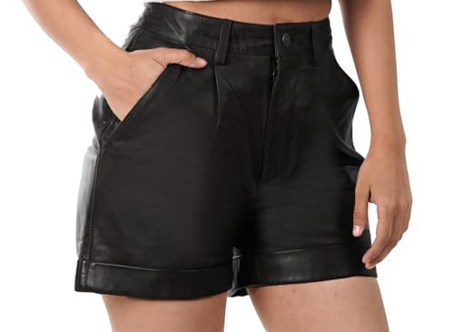 Decrum Women Leather Short - Dressy Womens Mini Shorts | [66318303] Hollnd Black, M | Amazon (US)