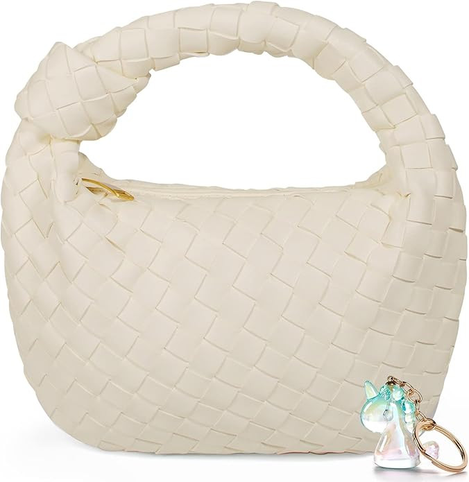 IwIeIaIrI Woven Handbags for Women - Soft PU Leather Knotted Clutch Bag Designer Ladies Hobo Bag,... | Amazon (US)