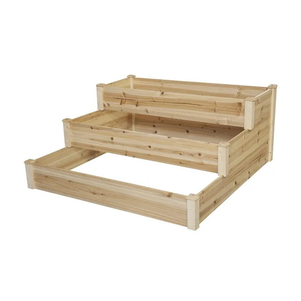 Better Homes & Gardens 3 Tier Cedar Raised Garden Bed, Natural - Walmart.com | Walmart (US)
