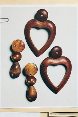 Wood Open Heart Earrings | Anthropologie (US)
