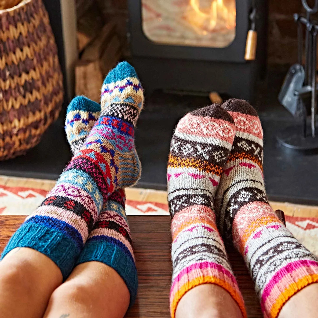 Hand Knitted Fair Isle Wool Socks: Colourful Nordic Fairtrade Socks - Etsy | Etsy (US)