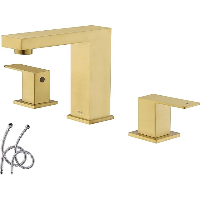 MR. FAUCET Widespread Bathroom Sink Faucets 3 Hole, 2-Handle Gold Vanity Faucet, Includes Pop-up ... | Amazon (US)