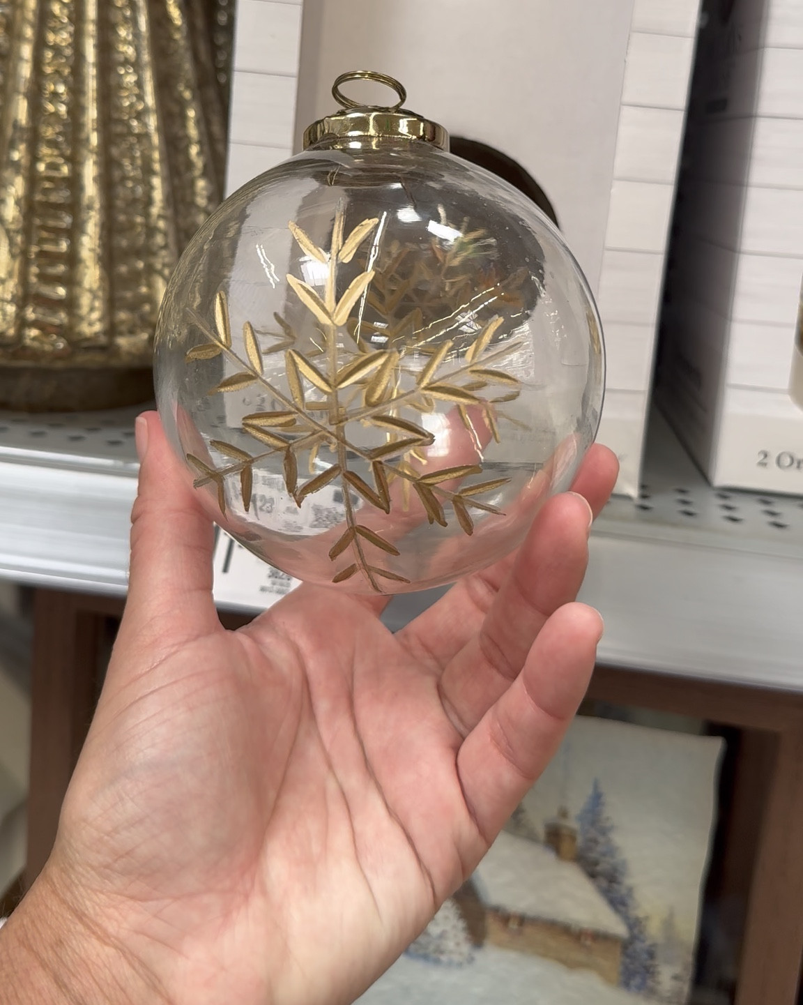 These Walmart Christmas ornaments are so beautiful and large!! I took one out of the box to give you a better view of all the beautiful gold detailing. Extra points for that gold cap to match. Ornaments with a well designed cap always make or break the ornament in my opinion. 

#LTKHome #LTKGiftGuide #LTKHoliday
