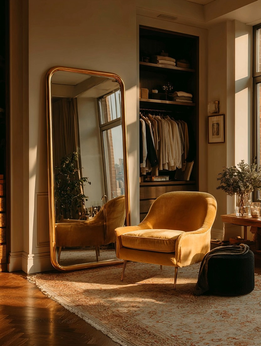 A dressing space should do more than hold your clothes. It should slow you down.

Most dressing areas are overlooked—purely functional, rarely intentional. But adding one lounge chair and an oversized mirror can completely change how you move through your day.

The chair gives you a moment. To sit, think, plan, reset.

The mirror brings scale, light, and that refined presence that makes the space feel complete. Together, they turn a simple corner into something elevated and personal.

This is what modern dressing spaces are becoming—not just storage, but experience.

You don’t need a full walk-in closet. Even a small area can feel like this with the right pieces.

The key is creating a space you actually want to spend time in.

Explore our curated edit of lounge chairs and gold-framed mirrors, with multiple options in different styles, sizes, and finishes—all linked below to help you design a dressing space that feels as good as it looks.

#MensStyleHome #DressingRoomDesign #QuietLuxuryLiving 

 #LTKHome #LTKMens