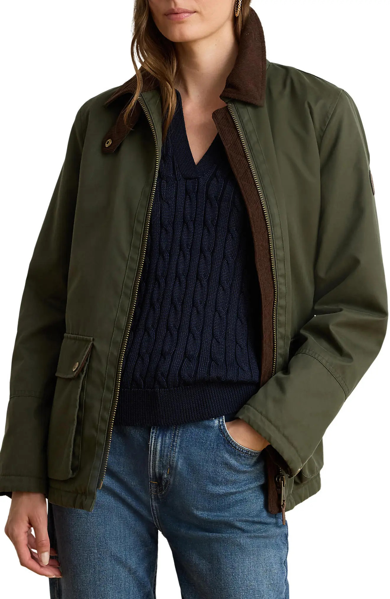 Waxed Raincoat with Corduroy Trim (Women) | Nordstrom | Nordstrom