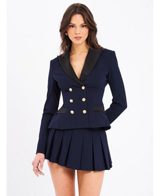 Women Nasia Navy Blue Double Breast Backless Blazer | Macy's