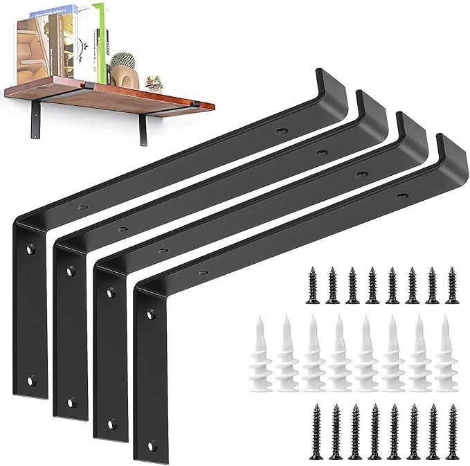 STARVAST 4 Pack Lip Shelf Brackets 9.25 x 5.9 x 1.5 in Heavy Duty Iron Metal Wall Mount Floating ... | Amazon (US)